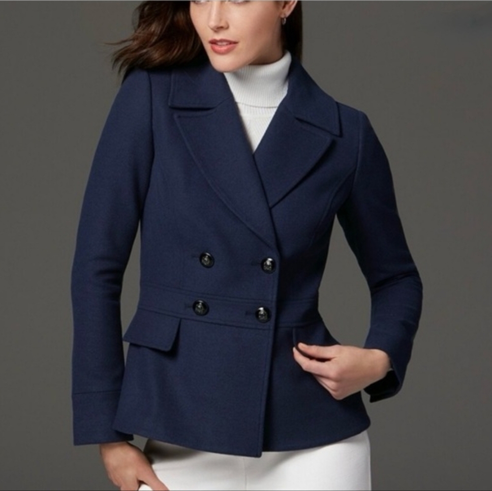 Women's Navy Double-Breasted Jacket